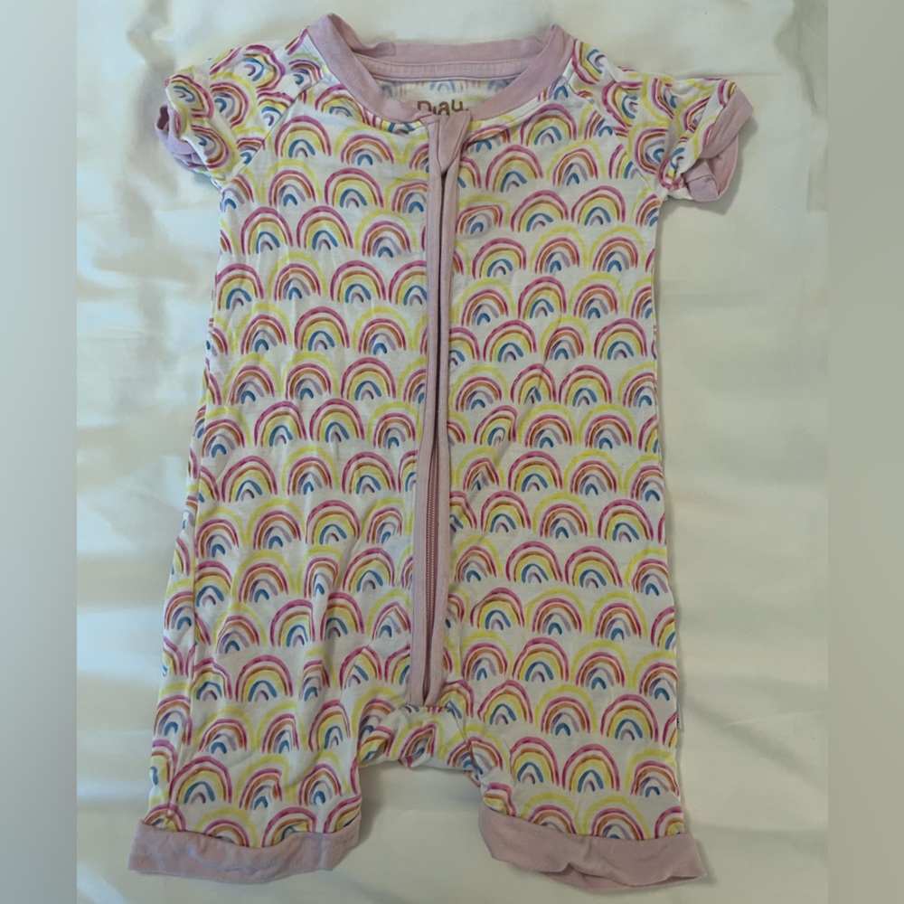 Little Sleepies Pastel Rainbow Shorty Romper - 6-12 months
